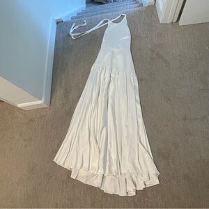 Alexis Saab White Halter Maxi Dress